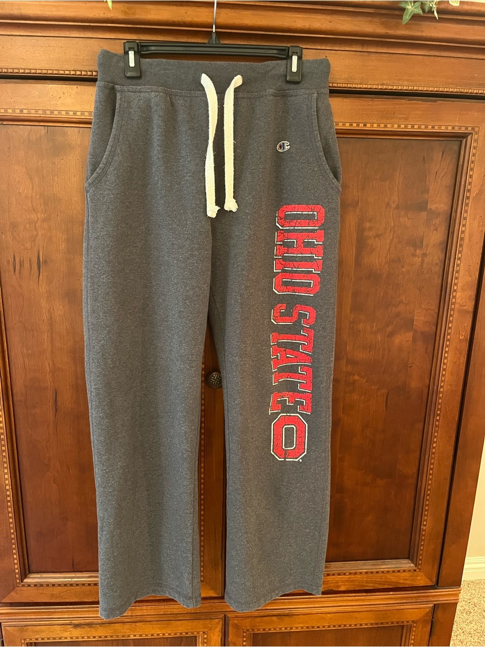 Champion Ohio State Charcoal Gray  Open Bottom Sweatpants with Drawstring